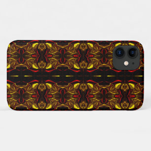 Mirror -Gold and red curved traces with dark parts iPhone 11 Case