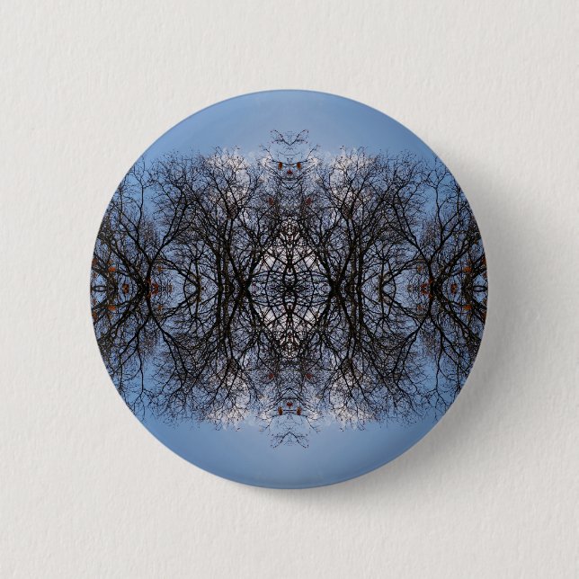 Mirror image trees 2 inch round button (Front)