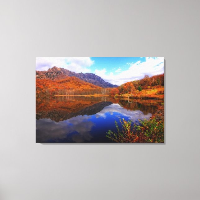 Mirror Lake Autumn Landscape Reflection Water Fall Canvas Print (Front)