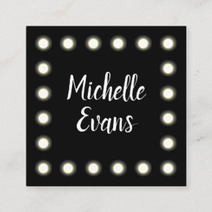 Mirror Lights Glam Make Up Artist Square Business Card