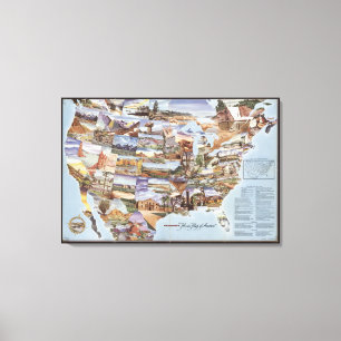 "Mirror Map of America" - Nature's Landmarks Canvas Print