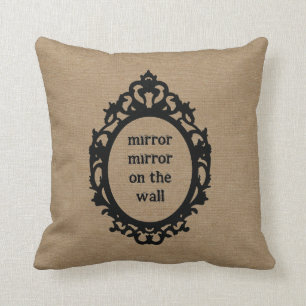Mirror mirror on the wall vintage typography chic throw pillow