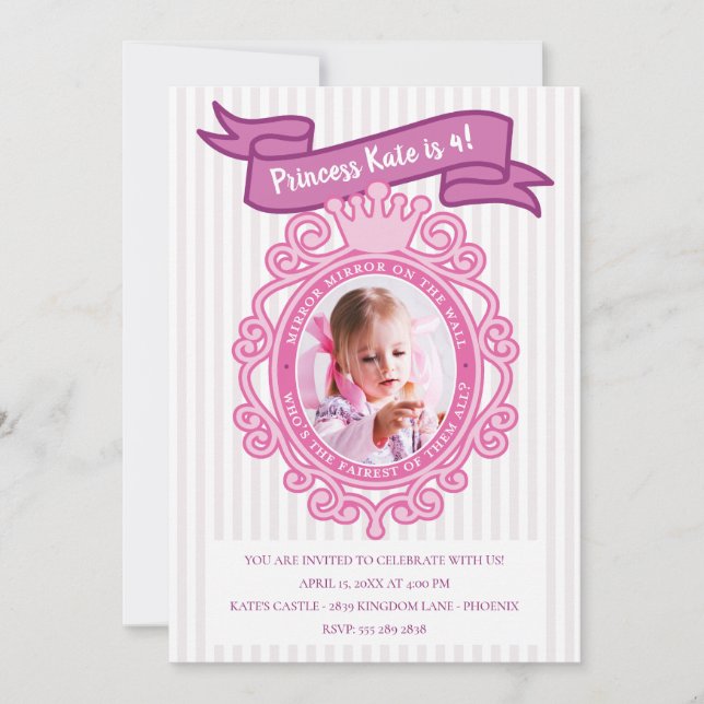 Mirror Mirror Princess Birthday Party Invitation (Front)