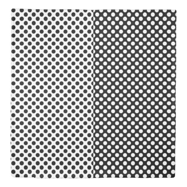 Mirror Opposites Black and White Polka Dot Duvet Cover (Front)