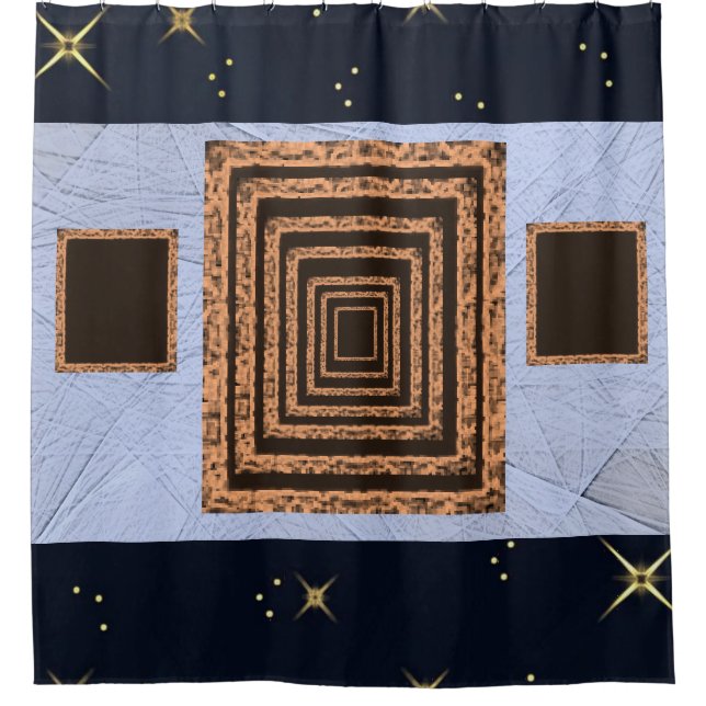 Mirror orange blue showercurtain (Front)