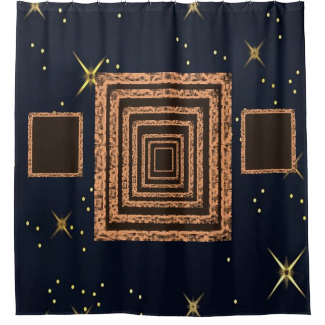 Mirror orange blue showercurtain (Front)