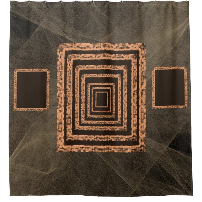 Mirror orange brown showercurtain (Front)