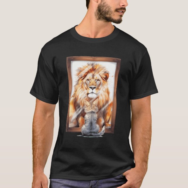 Mirror Reflection From Cat To Lion T-Shirt (Front)