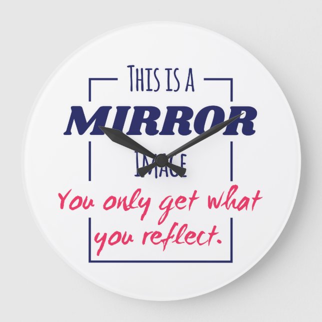 Mirror Reflection Mindset Motivational Design Large Clock (Front)