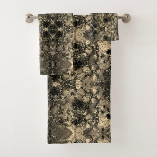 Mirror with velvety look, classic beige unicolor bath towel set