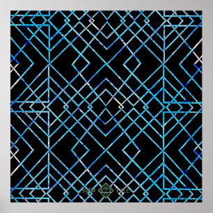 Mirrored Blue on Black Poster