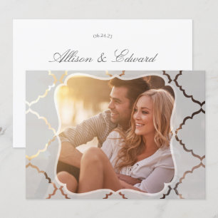 Mirrored Damask Translucide Look Photo Invitation