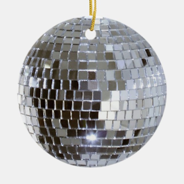 Mirrored Disco Ball 1 Ceramic Ornament (Front)