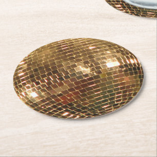 Mirrored Disco Ball 2 Round Paper Coaster
