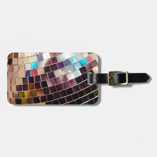 Mirrored Disco Ball Luggage Tag (Front Horizontal)