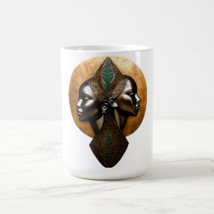 Mirrored Elegance - Tribal Filigree Portrait Coffee Mug