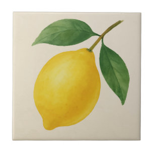 Mirrored Lemon Tile – Right-Facing Watercolor Fru 