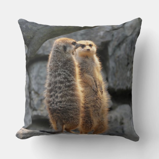 Mirrored Meerkats Throw Pillow (Front)