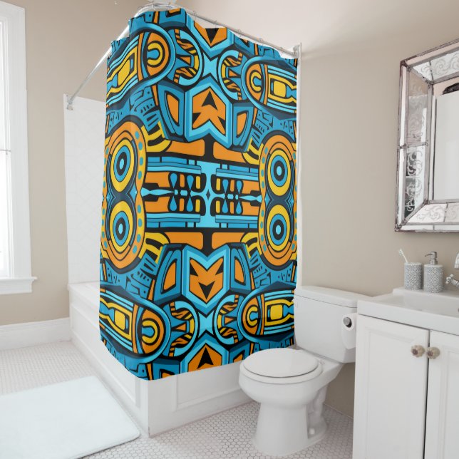 Mirrored Mosaic: Anamorphic Turquoise & Blue (In Situ)