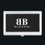 Mirrored name initial logo custom monogram business card holder<br><div class="desc">Mirrored name initial logo custom monogram Business Card Case. Personalized gift idea for new business owner,  employees,  coworkers,  self employed freelancer etc. Black and white typography template design.</div>