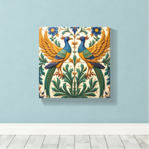 Mirrored Peacocks Canvas Print