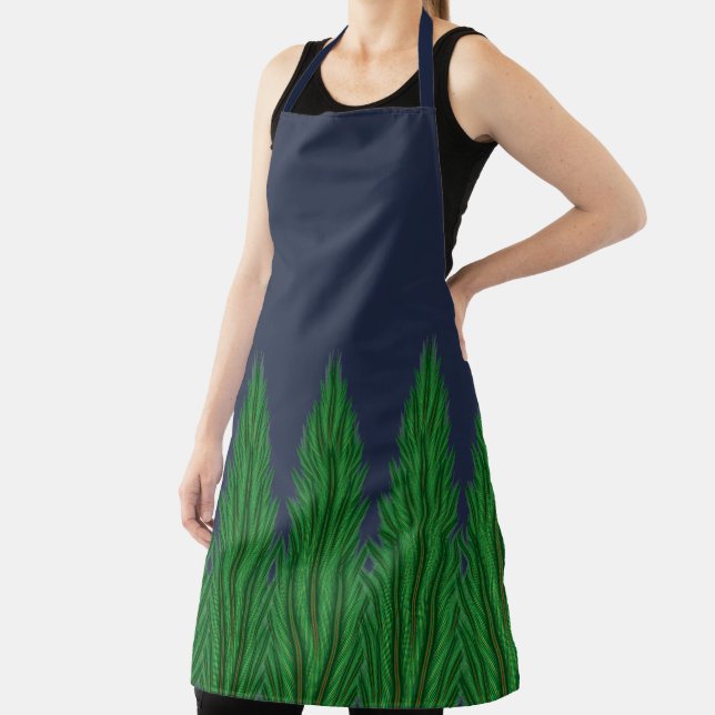 Mirrored Pines Midnight Large Apron (Insitu)