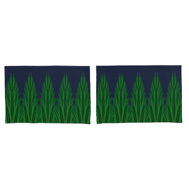 Mirrored Pines Midnight Standard Pillowcases (Front-Set)