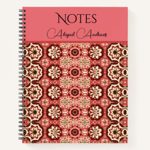 Mirrored Pink Vintage Flower Pattern Notebook
