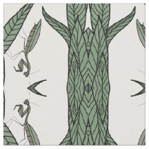 Mirrored Praying Mantis On Green Leaves