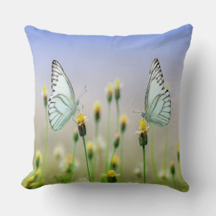 Mirrored Springtime Butterflies Throw Pillow