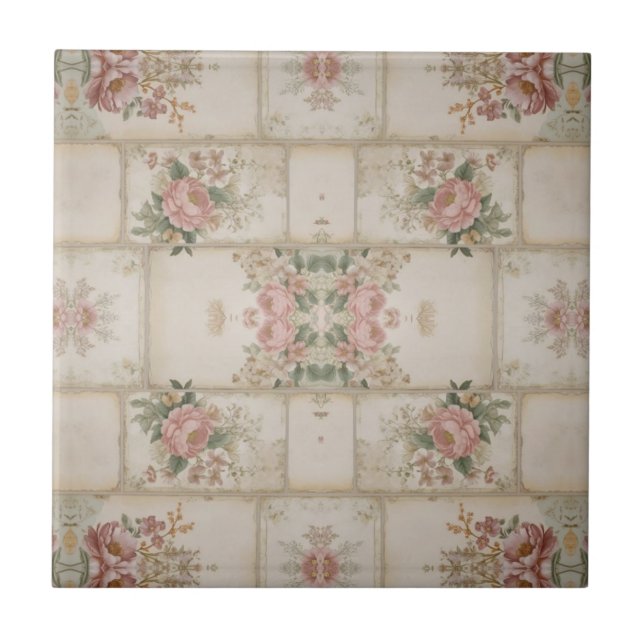 Mirrored Vintage Floral Blocks Tile (Front)