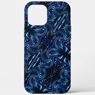 Mirroring formed flower and butterfly in dark blue iPhone 12 pro max case