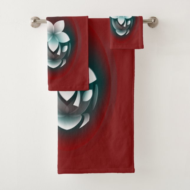 Mirroring white flower bath towel set (Insitu)