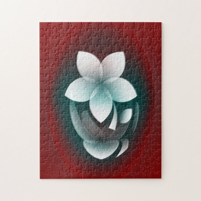 Mirroring white flower jigsaw puzzle (Vertical)