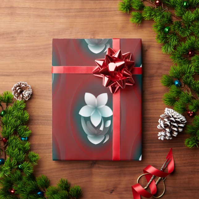 Mirroring white flower wrapping paper (Holiday Gift)