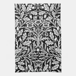 Mirrors's Acorns and Oak Leaves Black & White Kitchen Towel