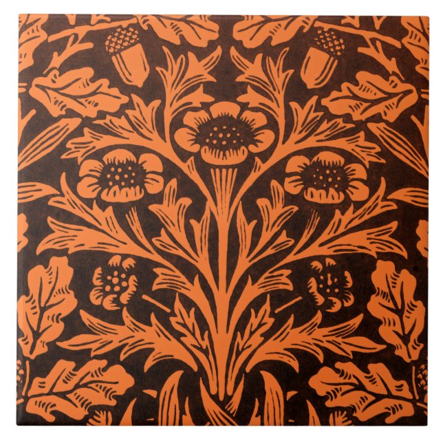 Mirrors's Acorns and oak leaves & Floral Pattern Tile (Front)