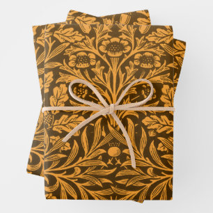 Mirrors's Acorns and oak leaves & Floral Pattern Wrapping Paper Sheet