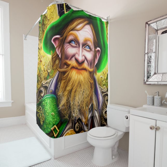 Mirthful Green and Gold St Patrick Day Leprechaun (In Situ)