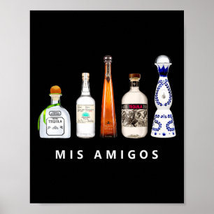 Mis Amigos Tequila Funny Cinco De Mayo Mexican Par Poster