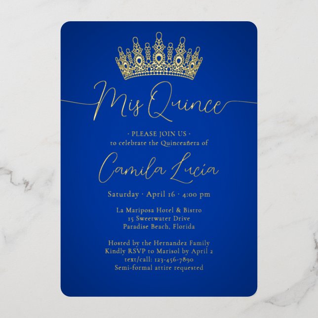 Mis Quince 3 Photo Collage Quinceañera Royal Blue (Front)