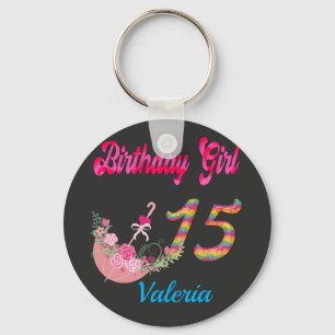 Mis Quince Años Colorful Birthday Girl Custom Keychain