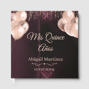 Mis Quince Años Guest Book   Elegant Green & Gold 