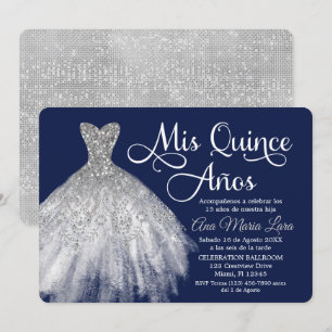 Mis Quince Años Invitación de Quinceañera Azul Invitation
