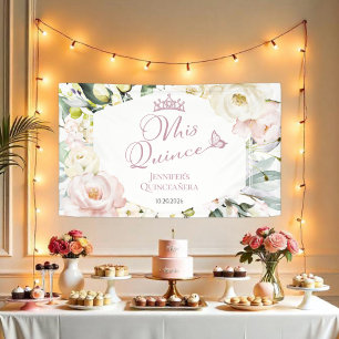 Mis Quince Boho Floral Frame Quinceañera Banner