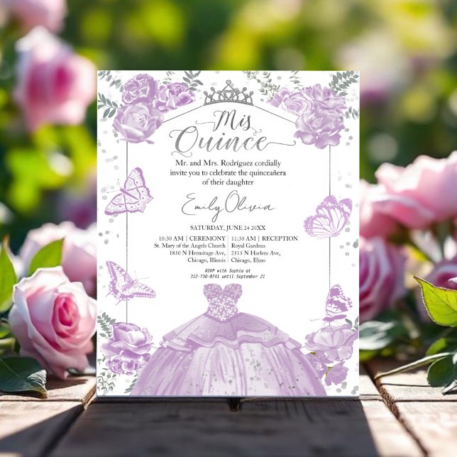 Mis quince Budget Invitation Spanish Lavender (Creator Uploaded)