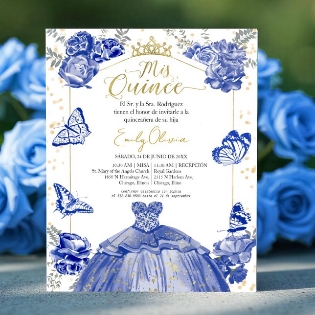 Mis quince Budget Invitation Spanish Royal Blue (Creator Uploaded)