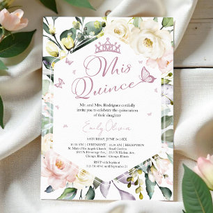 Mis Quince Butterfly Greenery Floral Quinceañera Invitation