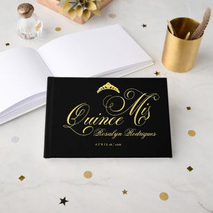 Mis Quince Elegant script Guest Book