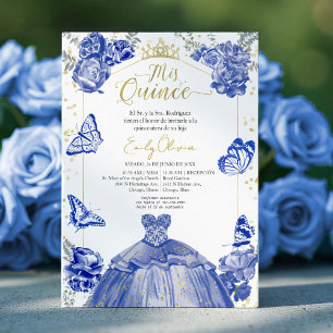 Mis Quince Invitation Espagnol Robe Bleue Royale